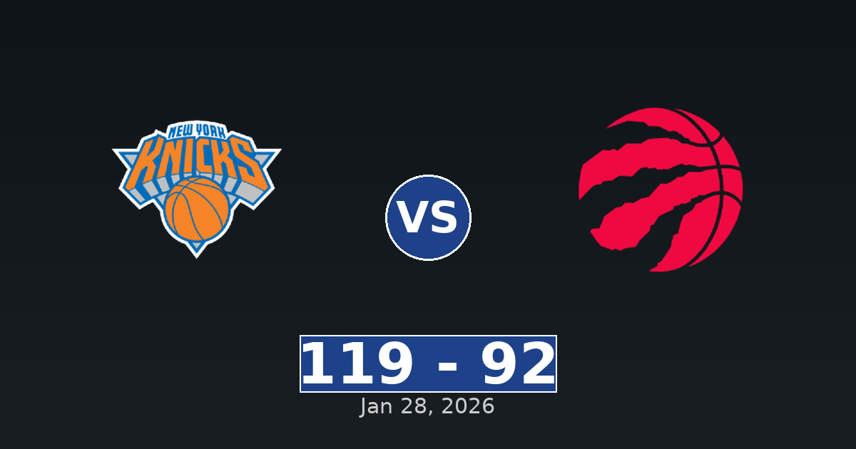 New York Knicks vs Toronto Raptors Match Player Stats
