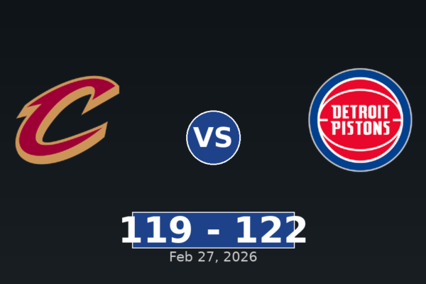 Cleveland Cavaliers vs Detroit Pistons Match Player Stats