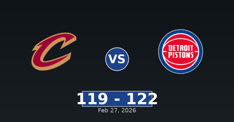 Cleveland Cavaliers vs Detroit Pistons Match Player Stats