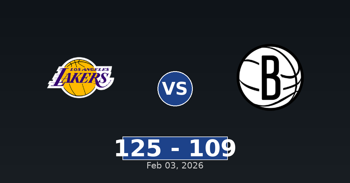 Los Angeles Lakers vs Brooklyn Nets Match Player Stats