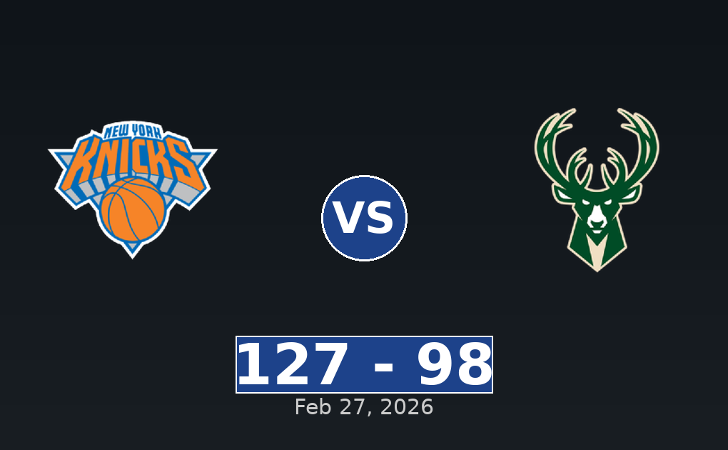 New York Knicks vs Milwaukee Bucks Match Player Stats