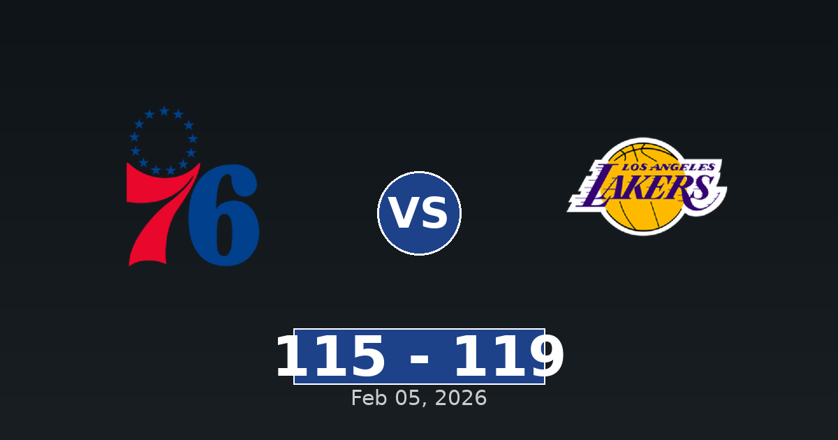 Philadelphia 76ers vs Los Angeles Lakers Match Player Stats