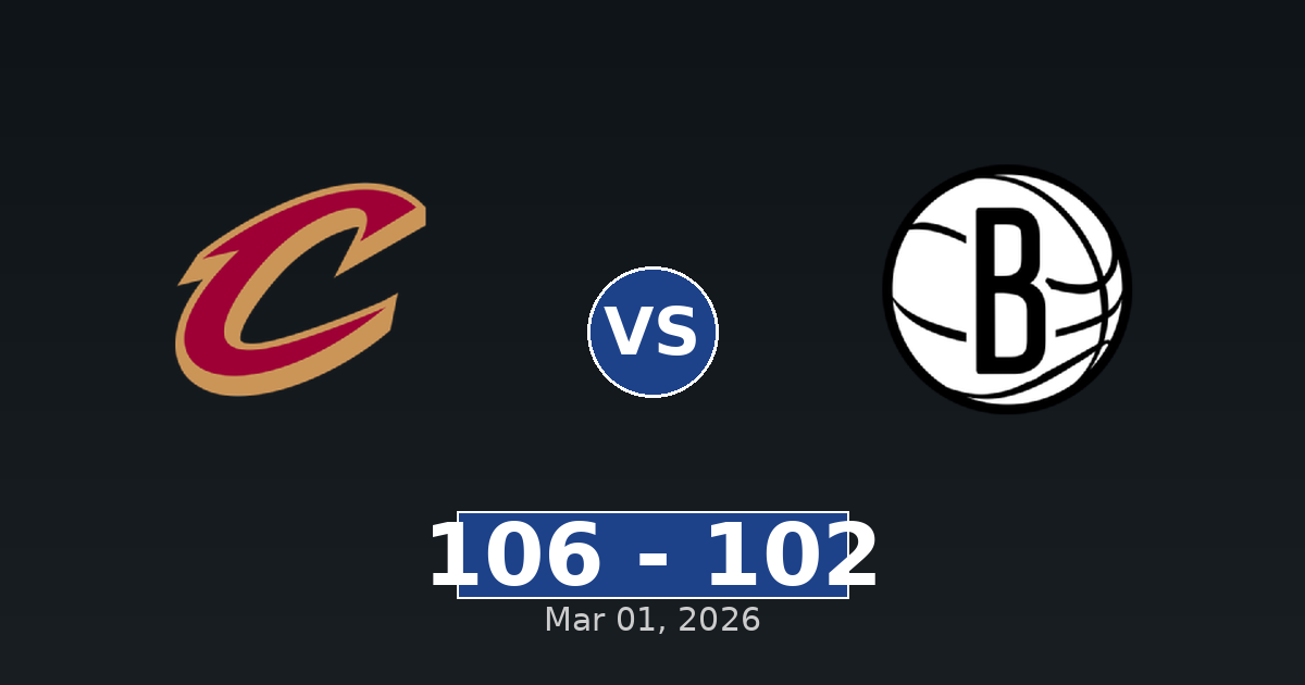 Cleveland Cavaliers vs Brooklyn Nets Match Player Stats