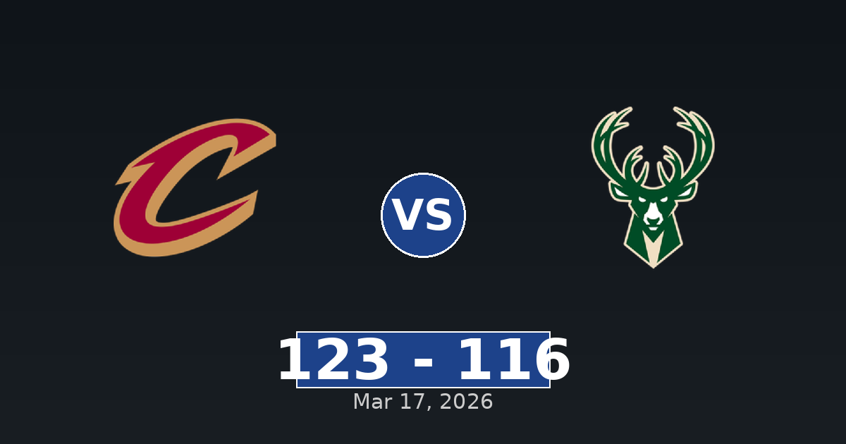Cleveland Cavaliers vs Milwaukee Bucks Match Player Stats
