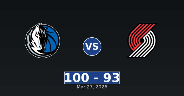 Dallas Mavericks vs Portland Trail Blazers Match Player Stats