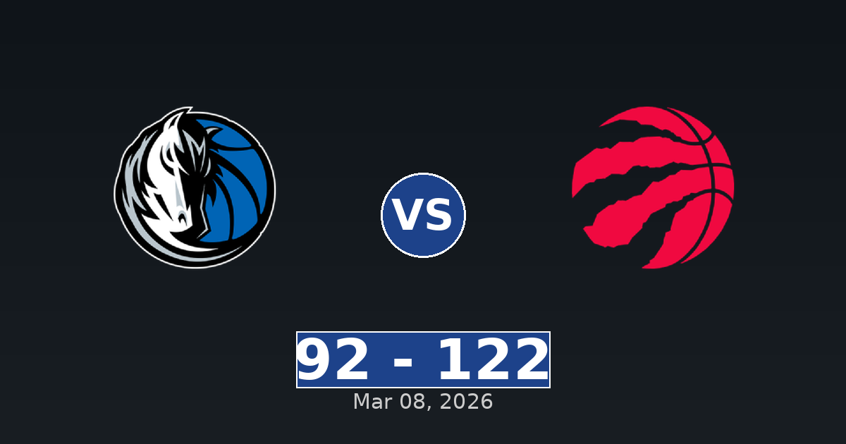 Dallas Mavericks vs Toronto Raptors Match Player Stats