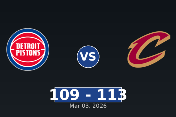 Detroit Pistons vs Cleveland Cavaliers Match Player Stats
