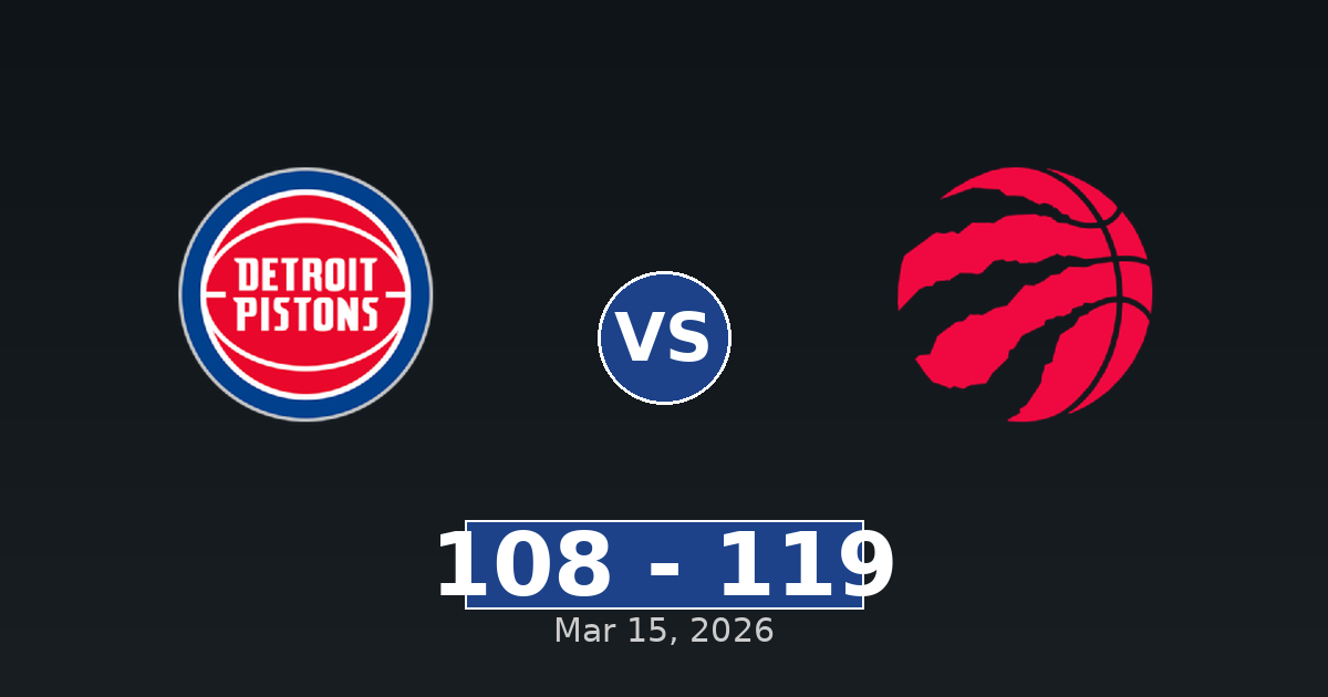 Detroit Pistons vs Toronto Raptors Match Player Stats