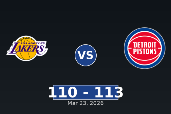 Los Angeles Lakers vs Detroit Pistons Match Player Stats