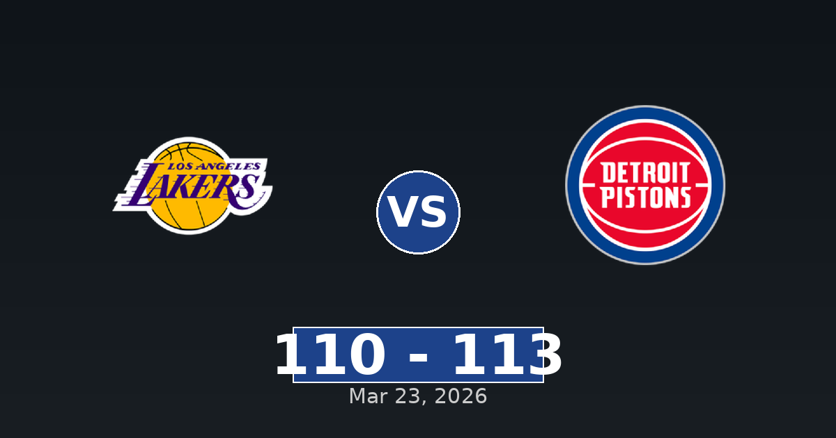Los Angeles Lakers vs Detroit Pistons Match Player Stats