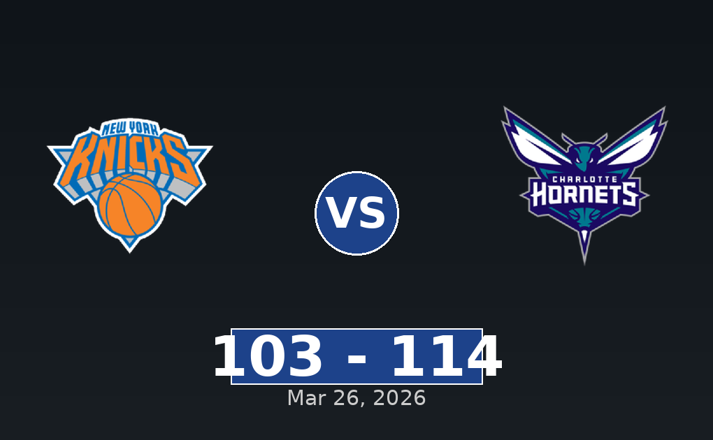 New York Knicks vs Charlotte Hornets Match Player Stats