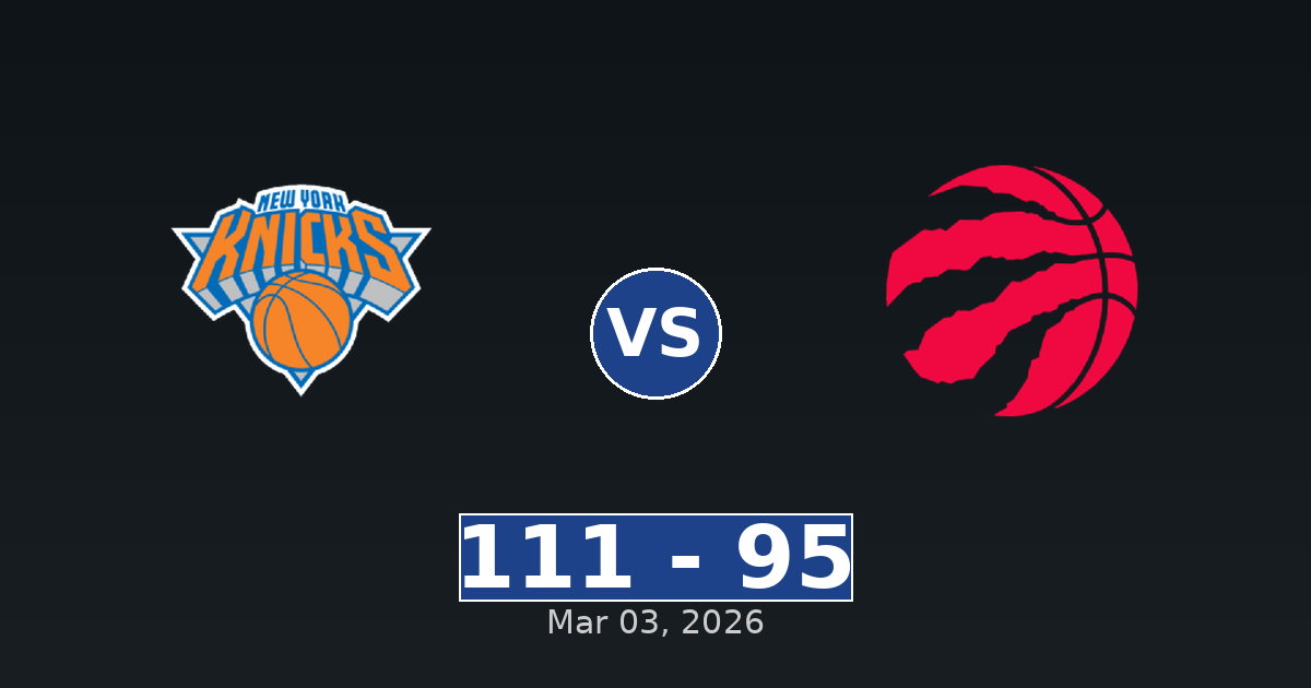New York Knicks vs Toronto Raptors Match Player Stats