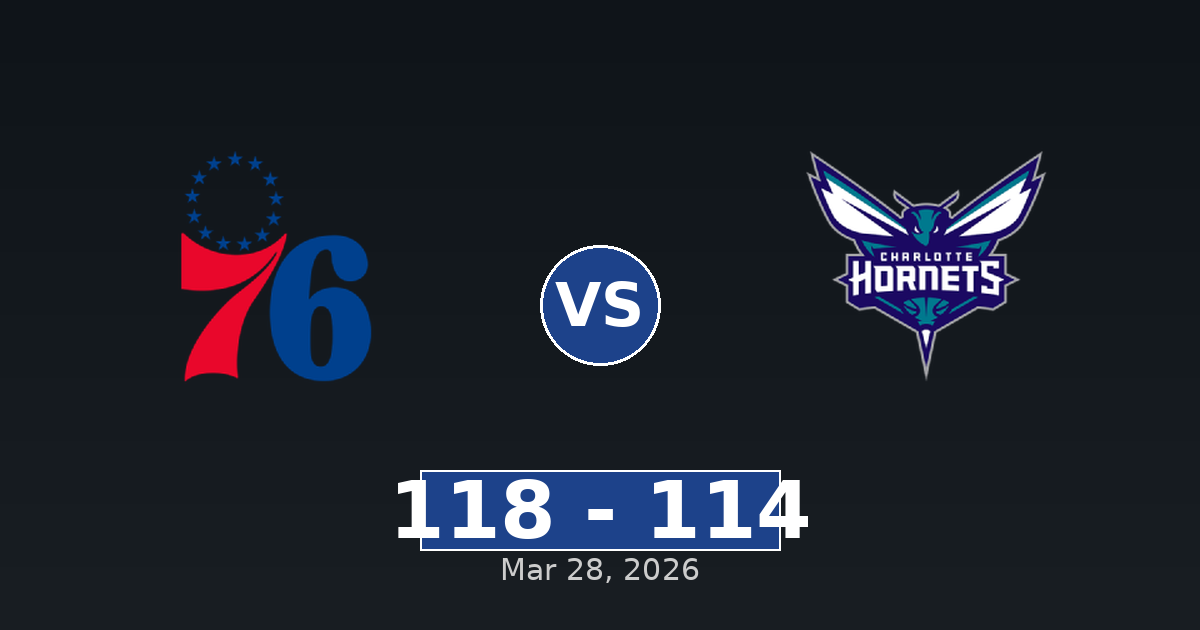Philadelphia 76ers vs Charlotte Hornets Match Player Stats