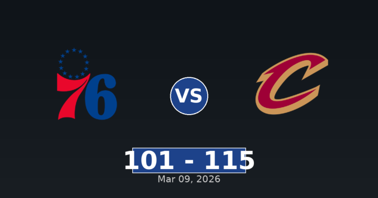 Philadelphia 76ers vs Cleveland Cavaliers Match Player Stats