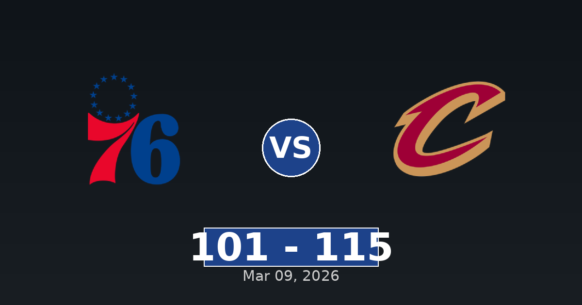Philadelphia 76ers vs Cleveland Cavaliers Match Player Stats