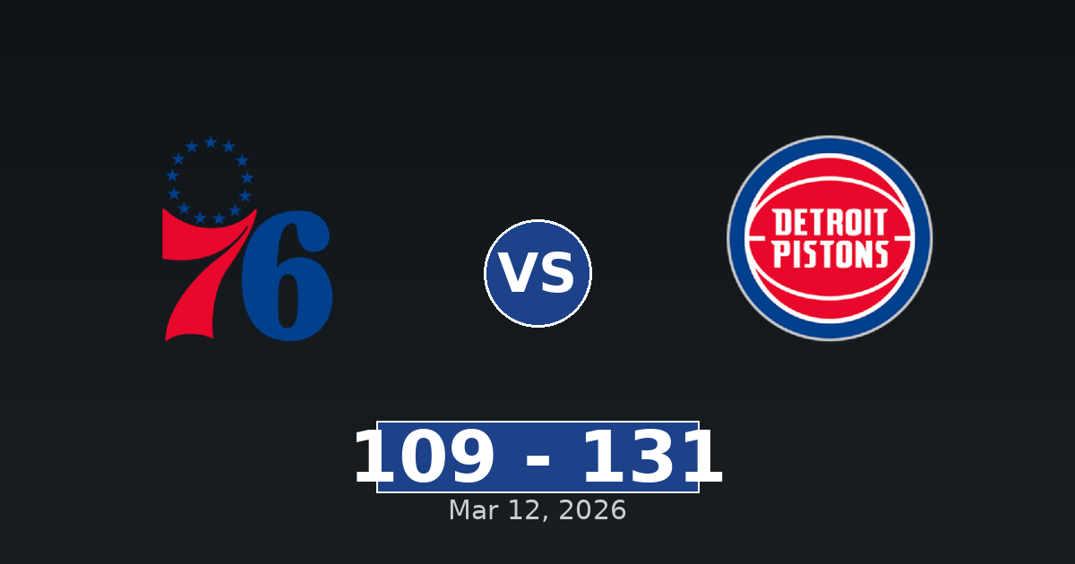 Philadelphia 76ers vs Detroit Pistons Match Player Stats