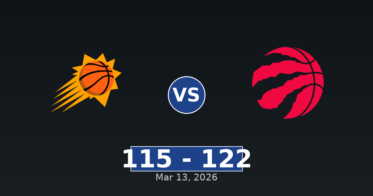 Phoenix Suns vs Toronto Raptors Match Player Stats