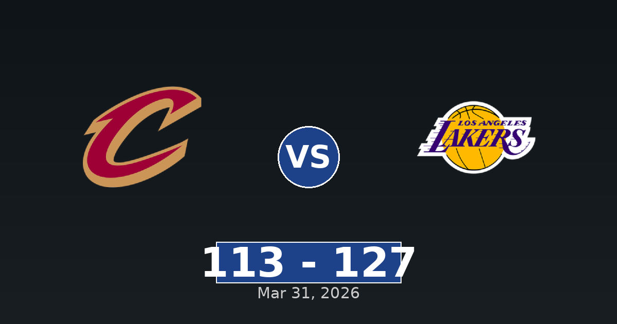 Cleveland Cavaliers vs Los Angeles Lakers Match Player Stats