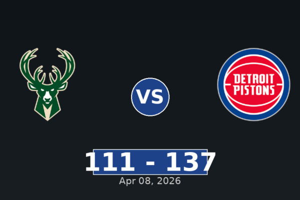 Milwaukee Bucks vs Detroit Pistons Match Player Stats