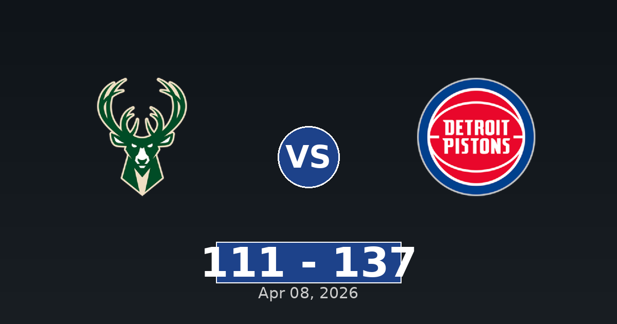 Milwaukee Bucks vs Detroit Pistons Match Player Stats