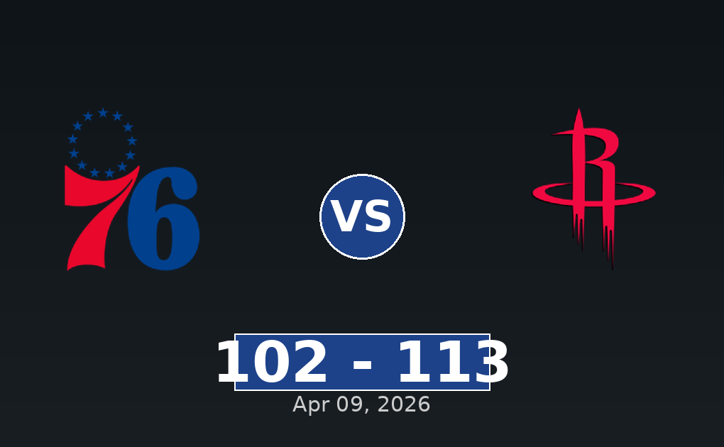 Philadelphia 76ers vs Houston Rockets Match Player Stats