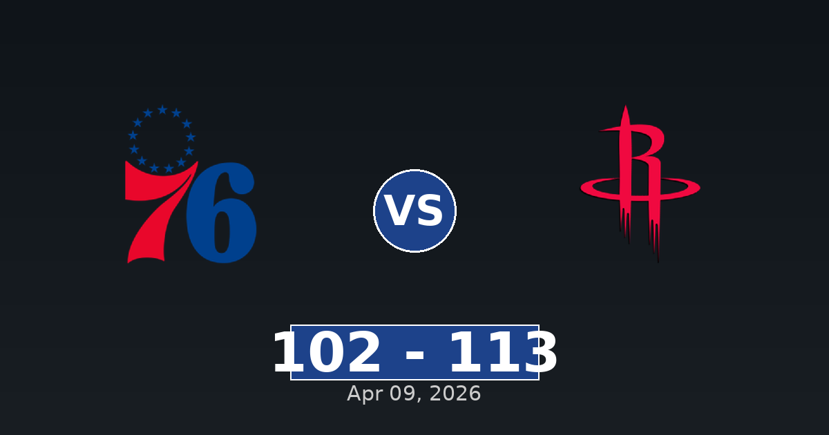 Philadelphia 76ers vs Houston Rockets Match Player Stats